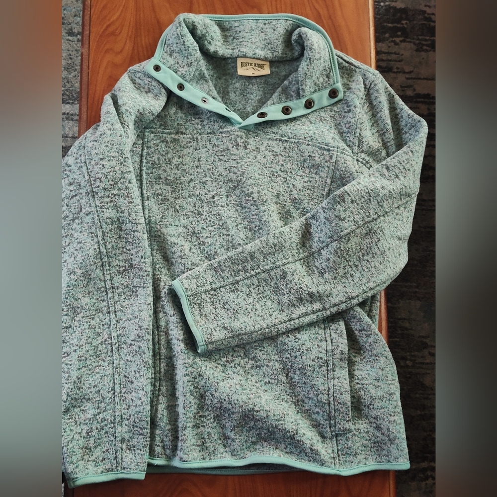 Aqua colored flannel pullover